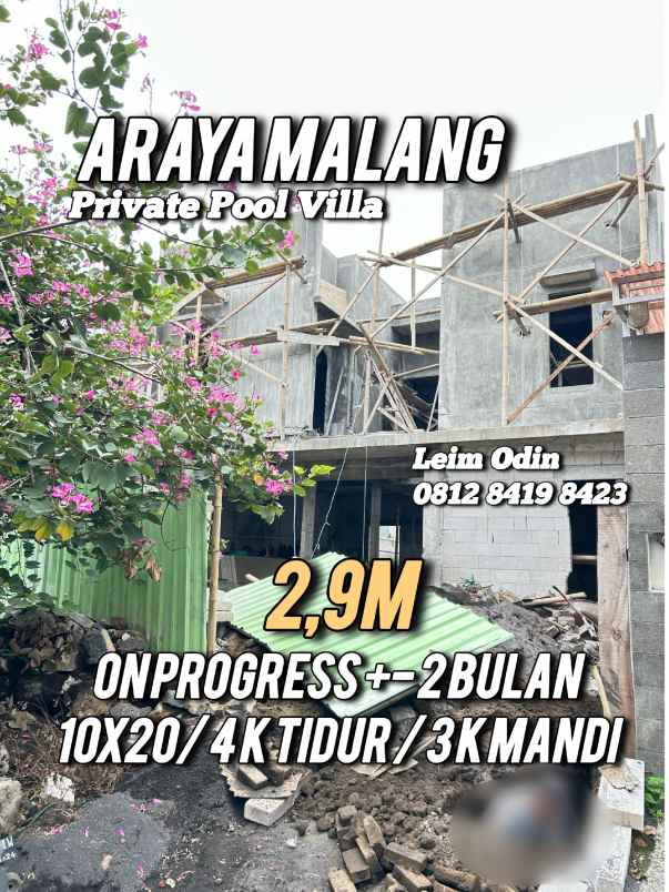 dijual rumah baru araya malang kolam renang pribadi