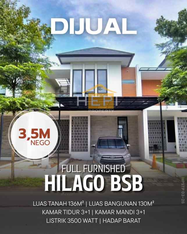 dijual rumah di hilago bsb semarang