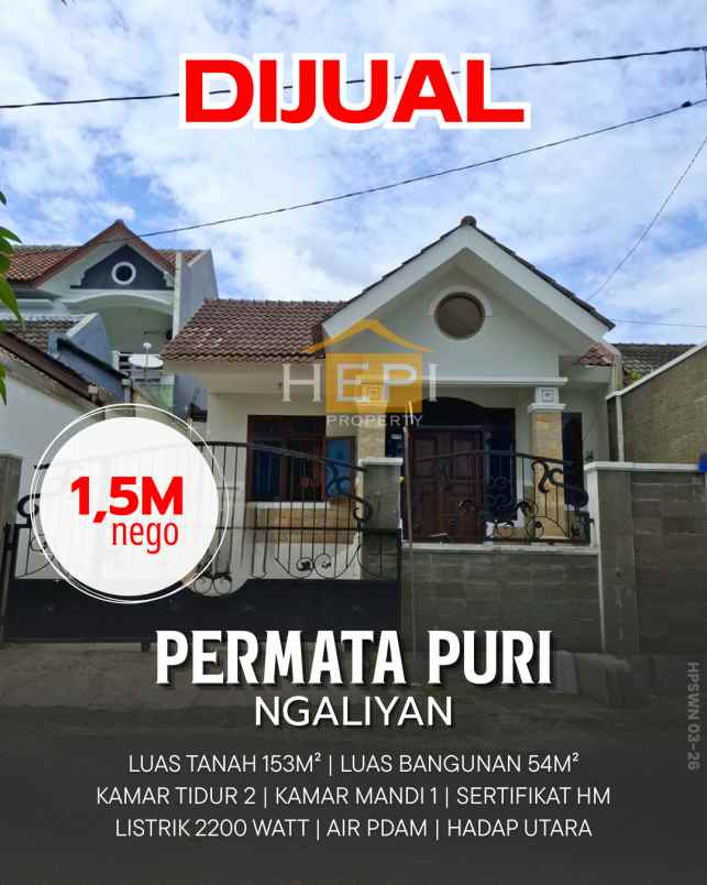 dijual rumah di permata puri ngaliyan semarang