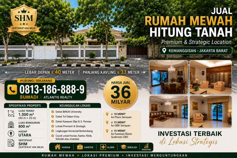 dijual rumah jl kemanggisan