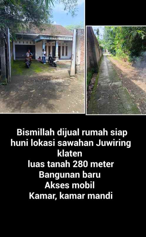 dijual rumah murah juwiring klaten 280 meter 280 juta