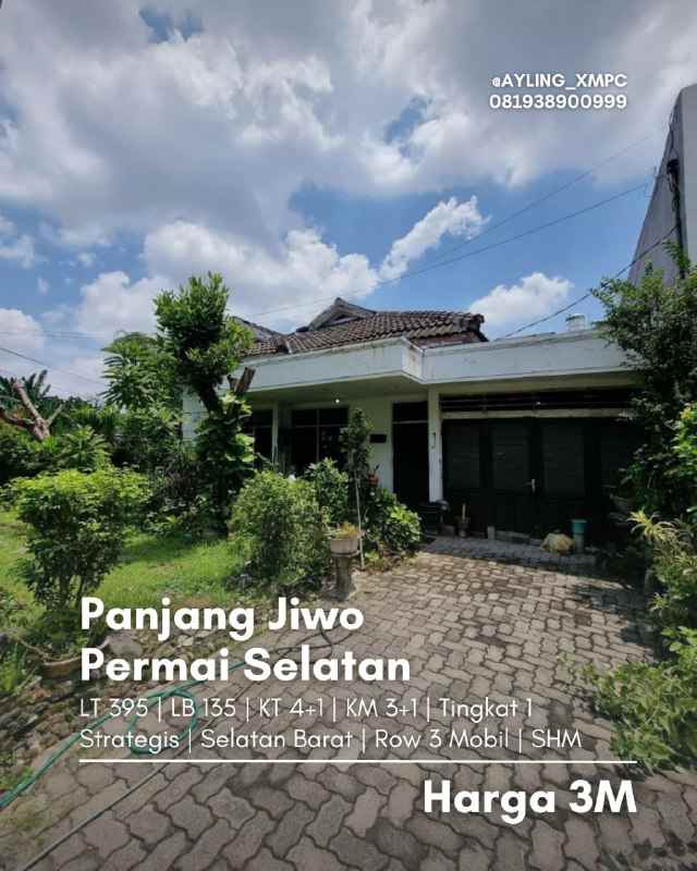 dijual rumah panjang jiwo permai selatan