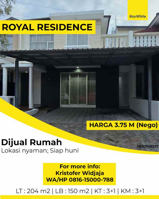dijual rumah royal residence harewood