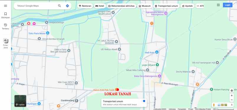 dijual tanah jl mojokerto sumobito