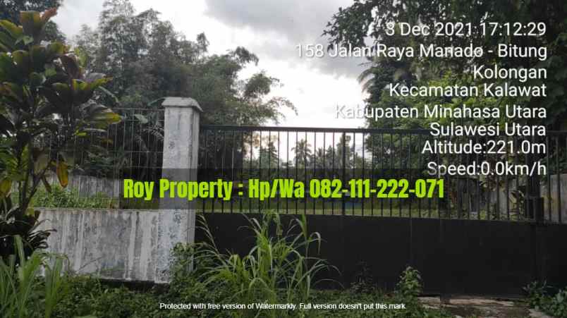 dijual tanah jl raya manado bitung