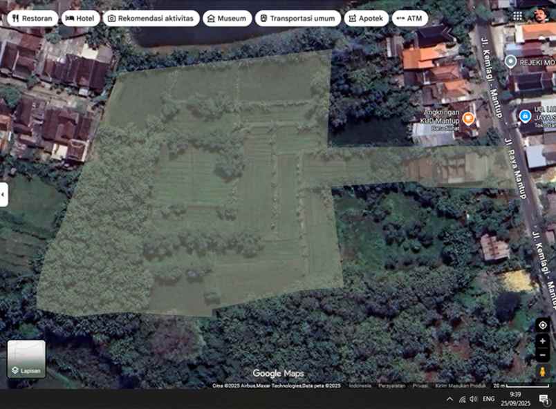 dijual tanah jl raya mantup lamongan