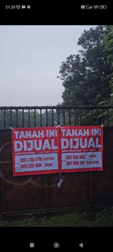 dijual tanah jl raya serang km 17