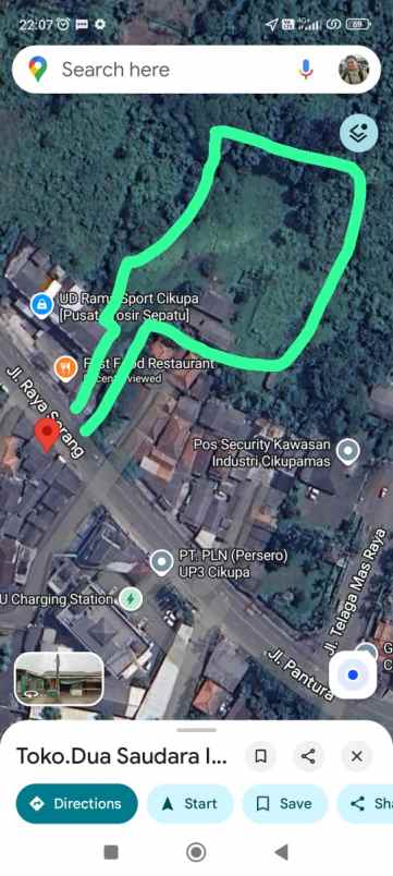 dijual tanah jl raya serang km 17