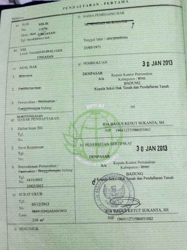 dijual tanah jombaran uluwatu