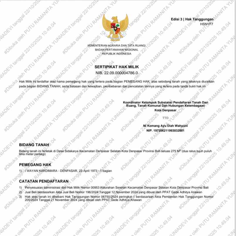 dijual tanah mertasari