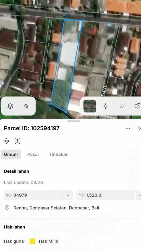 dijual tanah tukad bilok