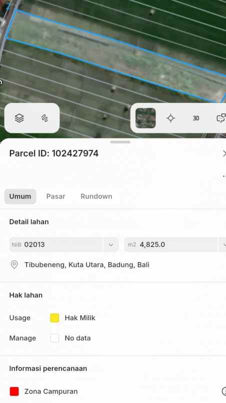 disewakan tanah tibubeneng