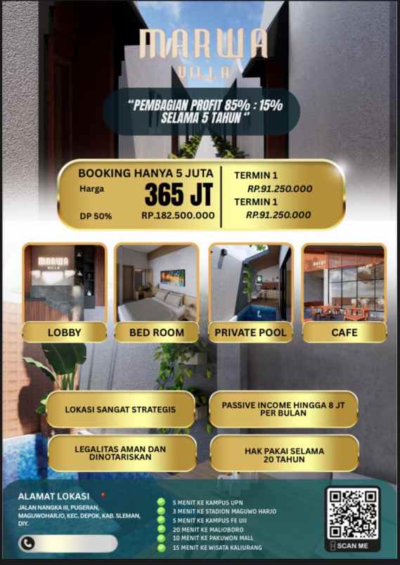 investasi villa menarik dekat kawasan pendidikan jogja