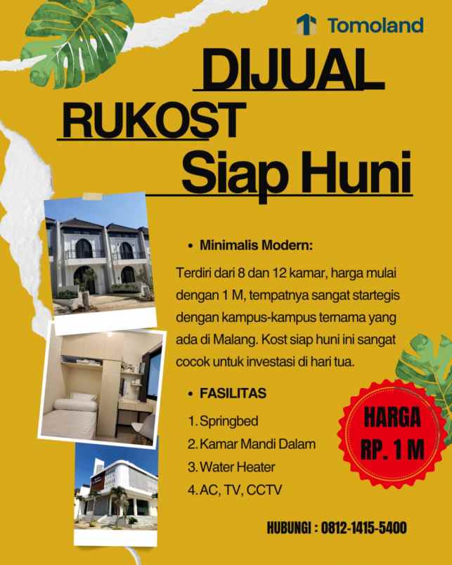 jual cepat kost 8 kamar malang kota dekat kampus ub
