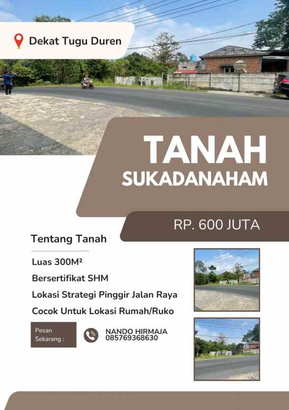jual tanah kavling sukadanaham yang strategis