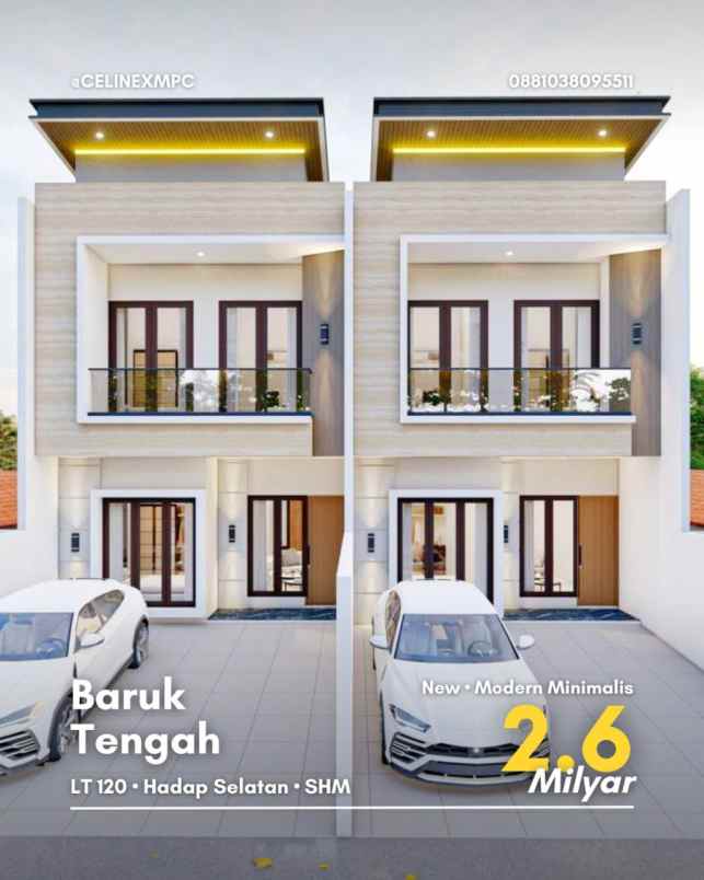 rumah baruk tengah new minimalis row 3 mobil