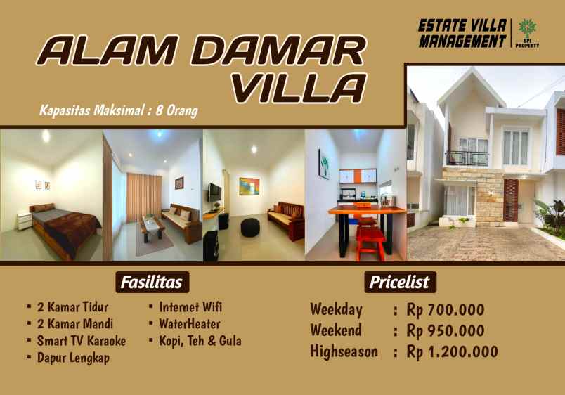 sewa vila kota wisata batu mulai 700 ribu malam