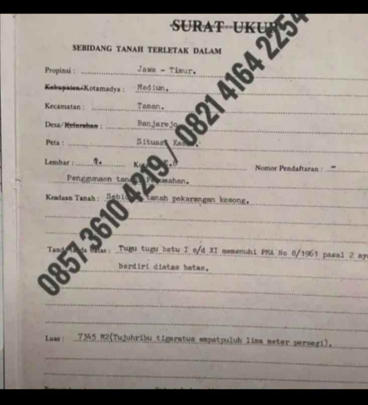 tanah jl sekolahan banjarejo