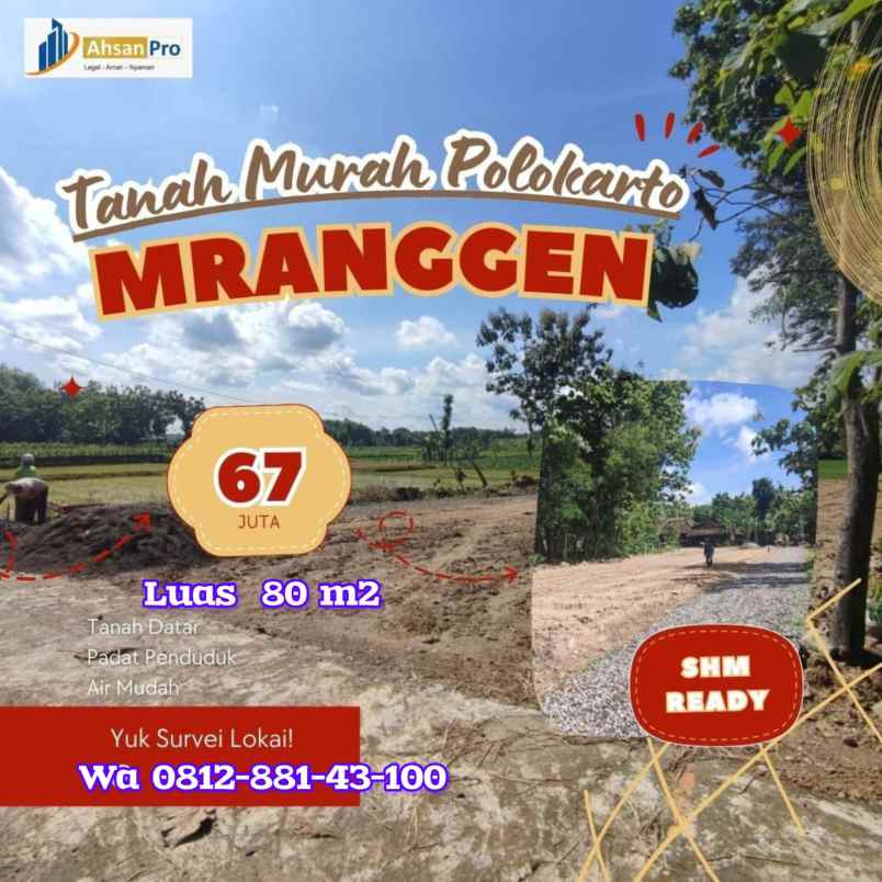 tanah murah sertifikat ready di mranggen polokarto