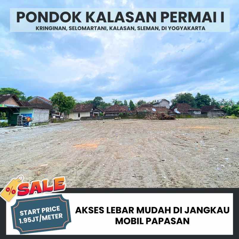 tanah pekarangan 1 95jt meter di kalasan