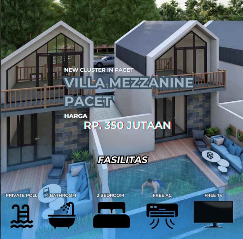 villa mezzanine murah 3 menit kawasan padusan pacet