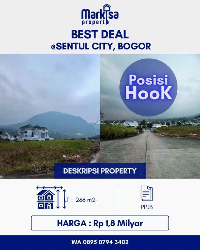 dijual kavling posisi hook di sentul city