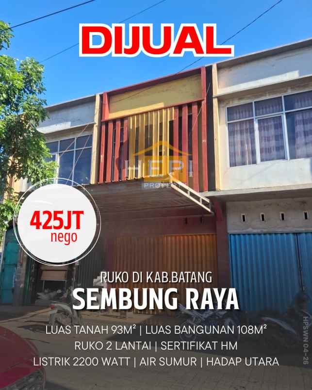 dijual ruko di pasar sembung raya kab batang