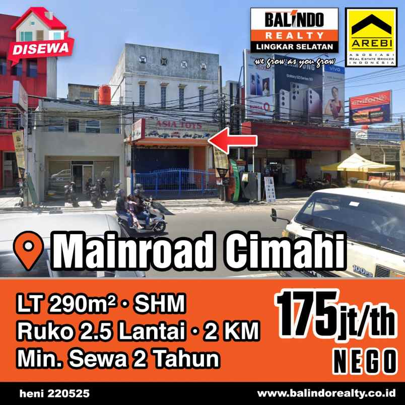 dijual ruko gudang kantor mainroad cimahi