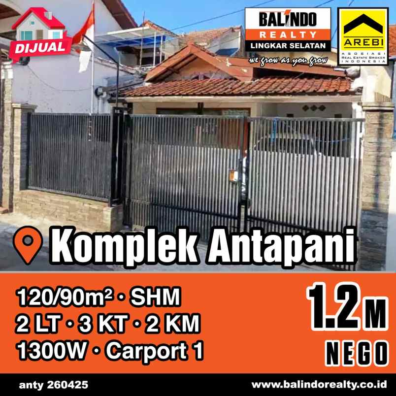 dijual rumah 1 m an siap huni di komplek antapani