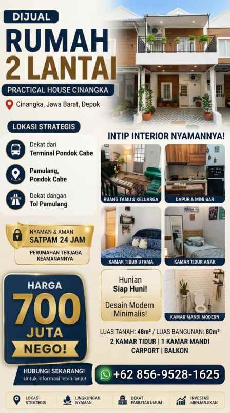 dijual rumah 2 lantai cinangka depok