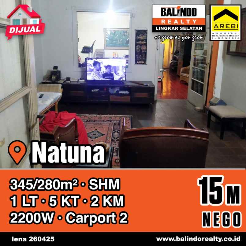 dijual rumah 5 kamar tidur di natuna