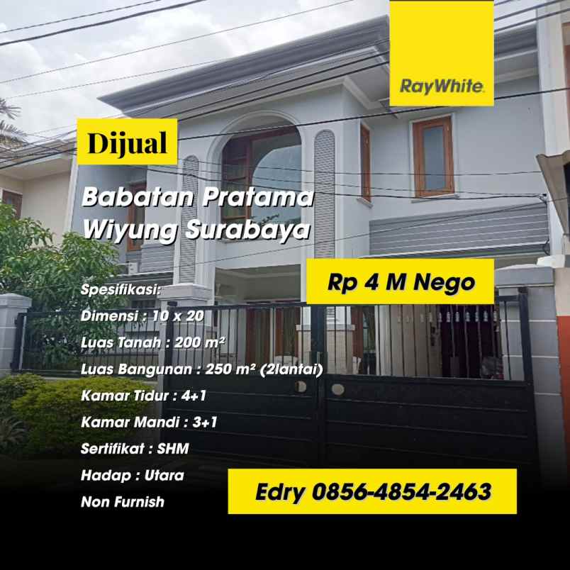 dijual rumah babatan pratama wiyung surabaya