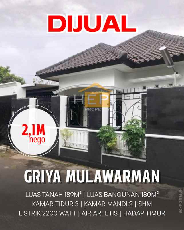 dijual rumah di griya mulawarman permai semarang