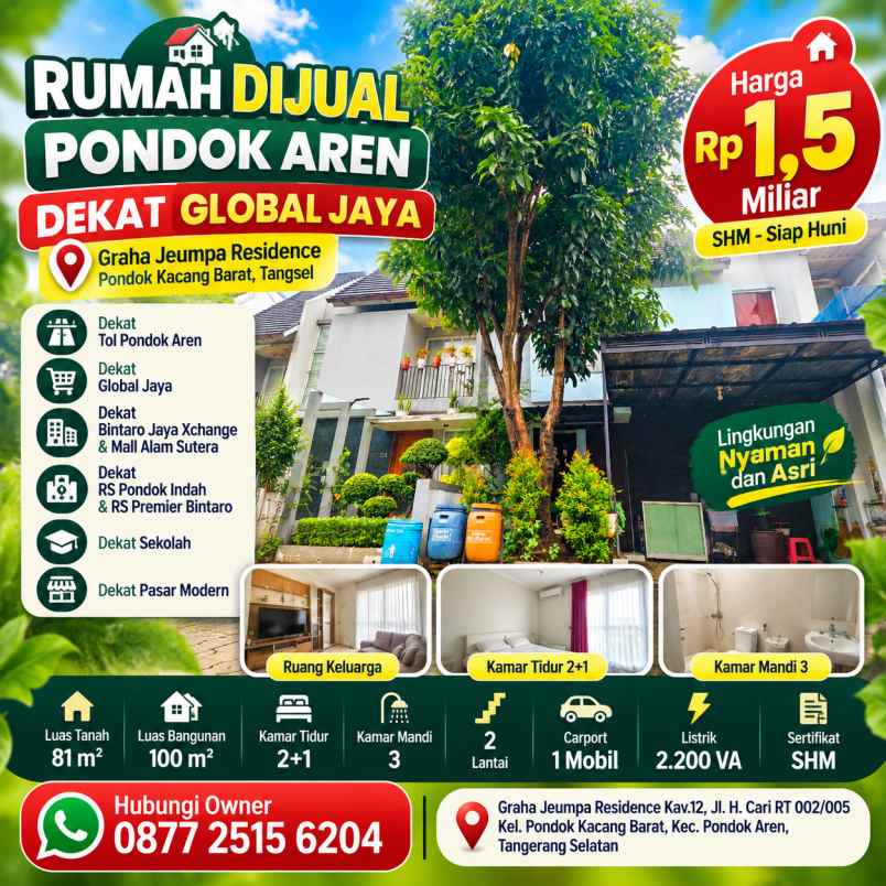 dijual rumah graha jeumpa residence kav