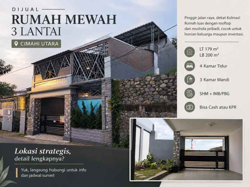 dijual rumah mewah 3 lantai 4 kt 3 km cimahi utara