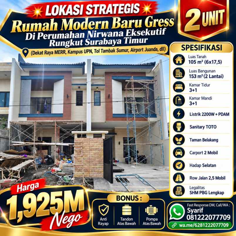 dijual rumah perumahan nirwana