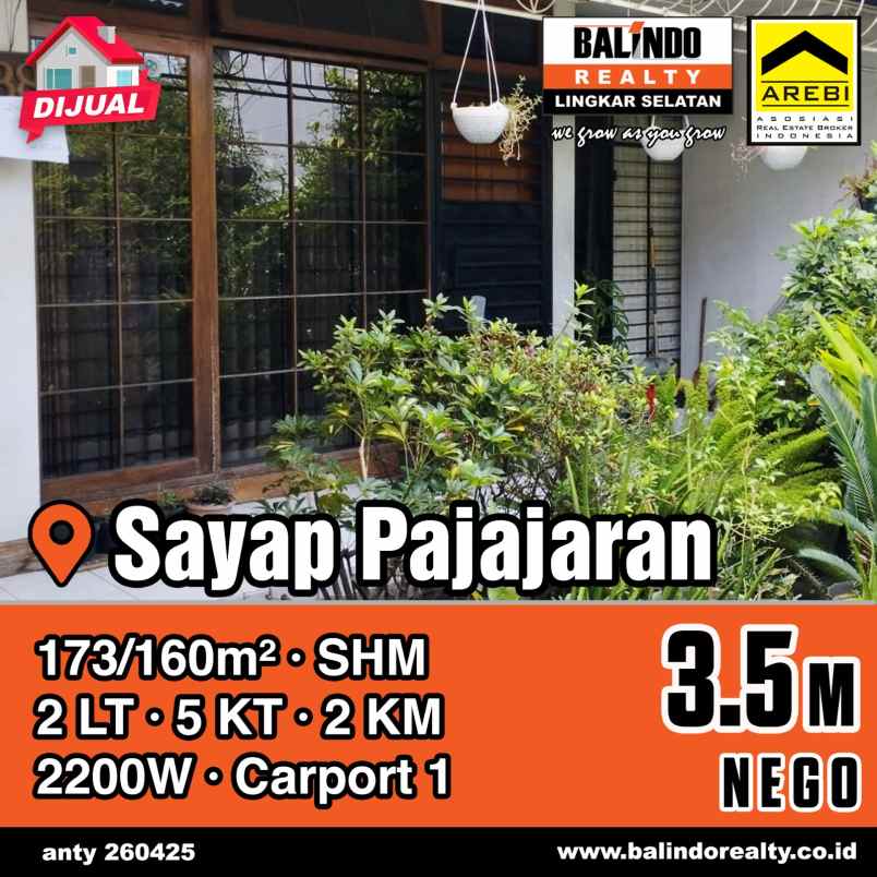 dijual rumah sayap pajajaran