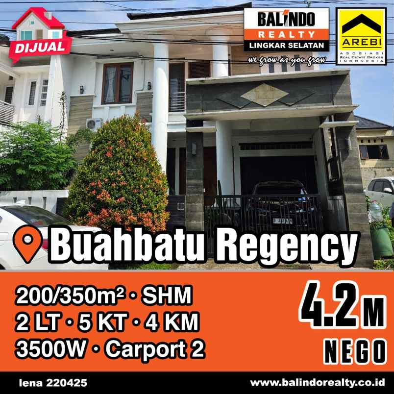 dijual rumah siap huni di buah batu regency