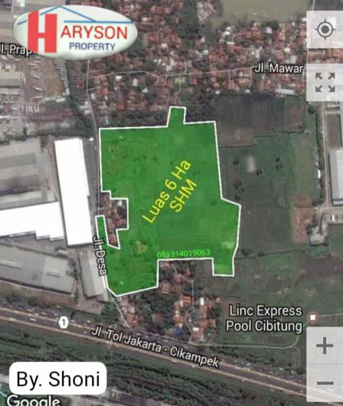 dijual tanah 6 hektar cikarang barat