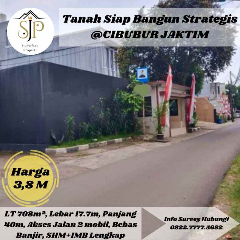 Tanah Siap Bangun Lokasi Strategis Di Cibubur Jakarta Timur