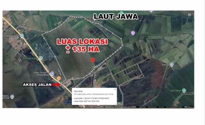 dijual tanah jalan pantura kandanghaur