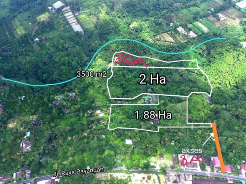 dijual tanah jalan raya payangan