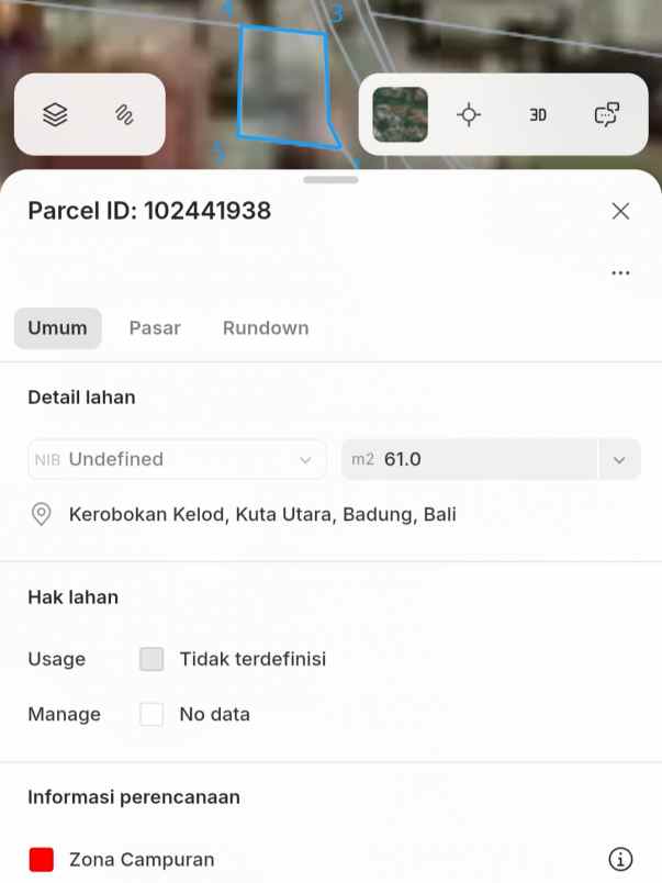 dijual tanah jl intan permai lp kerobokan