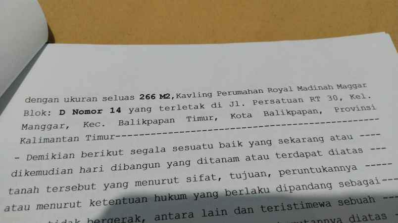 dijual tanah jl persatuan rt 30