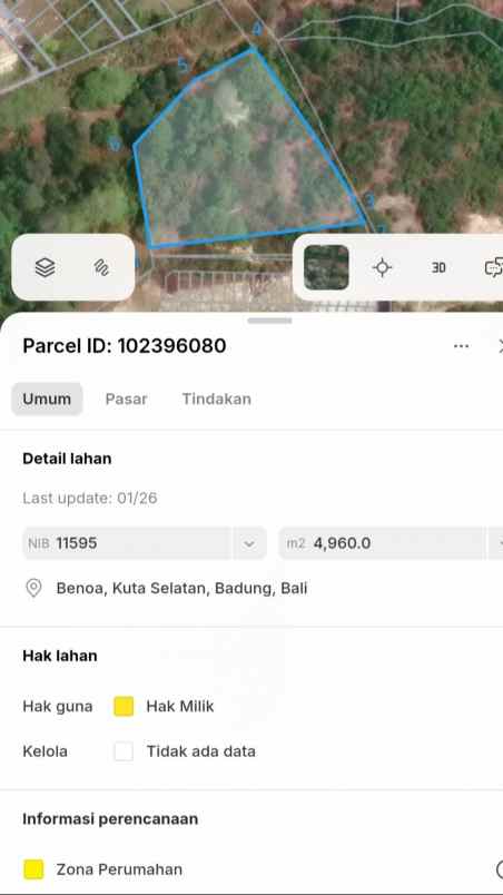dijual tanah jl raya kampial