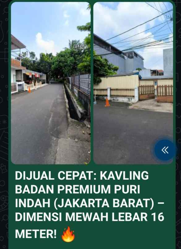 dijual tanah kav puri kembangan jakarta barat