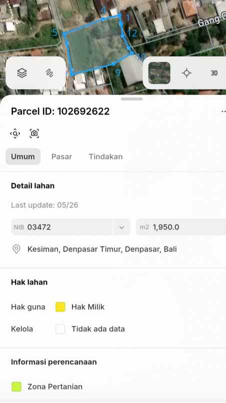dijual tanah sedap malam
