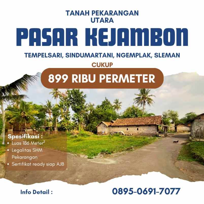 dijual tanah tempelsari utara pasar