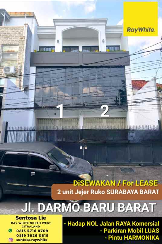 disewakan ruko gudang kantor jalan raya darmo baru barat