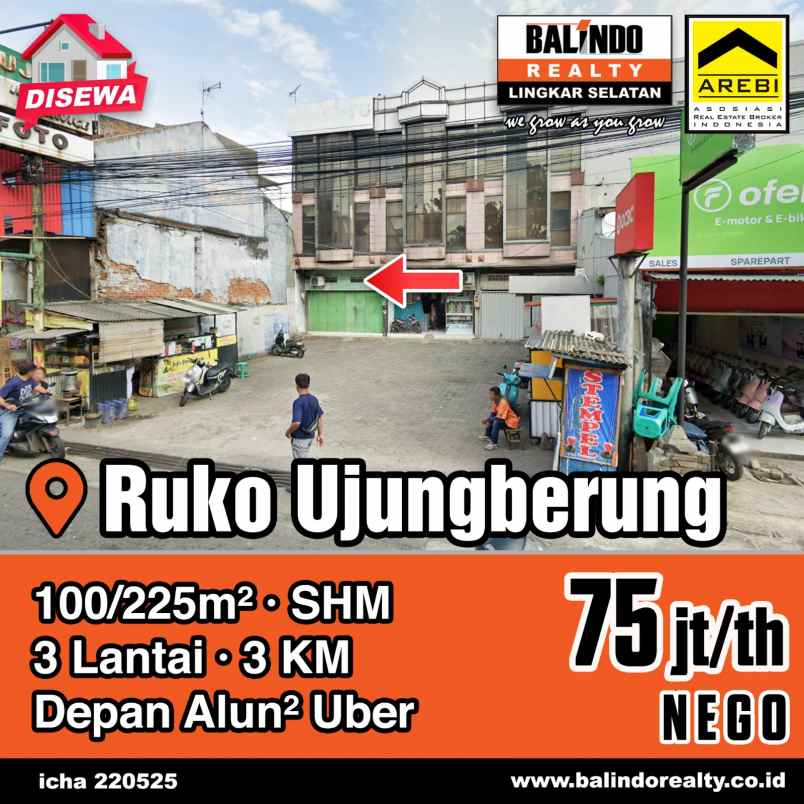 disewakan ruko gudang kantor jalan raya ujungberung